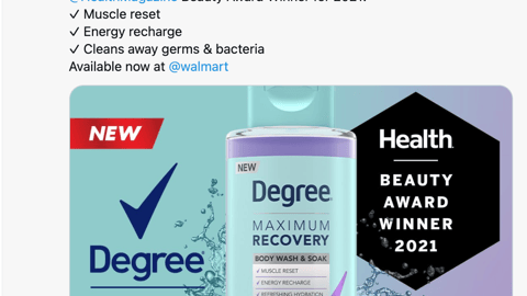 Degree Maximum Recovery 'Winner' Walmart Twitter Update